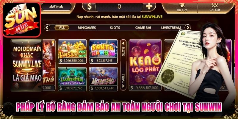 Pháp lý rõ ràng đảm bảo an toàn người chơi tại Sunwin